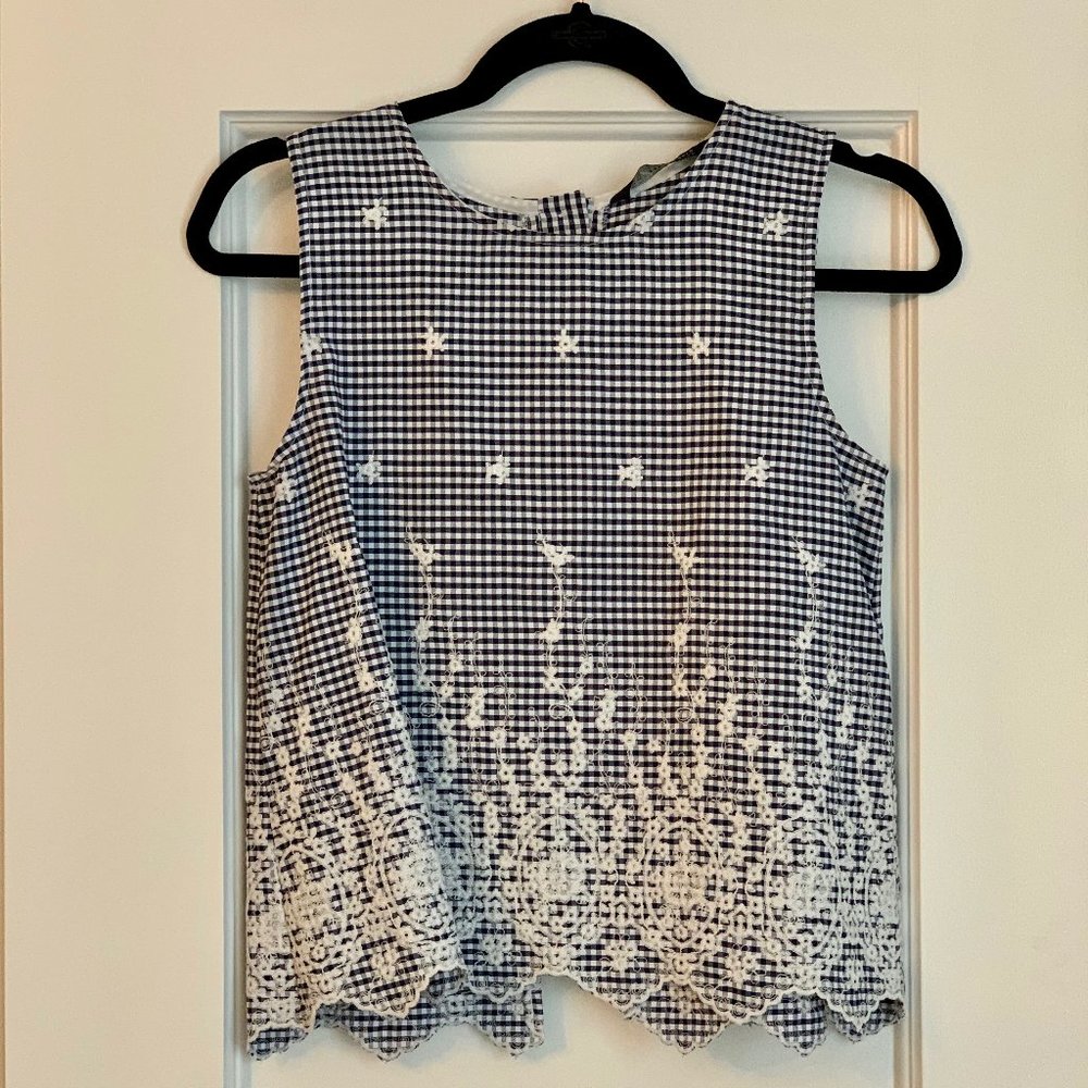 Zara Blue & White Sleeveless Top Size XS NWT